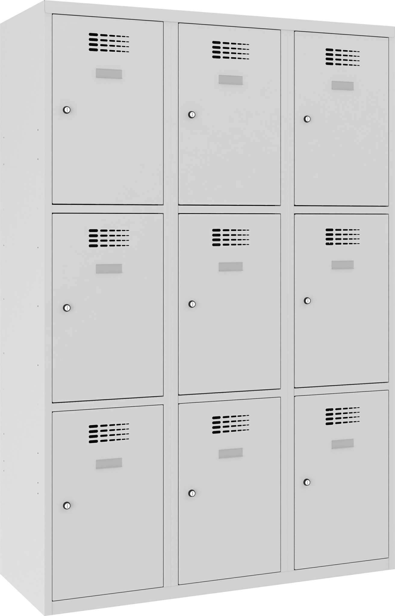 Schliessfachschrank, 3 Abteile mit je 3 Fächer übereinander, Total 9 Fächer