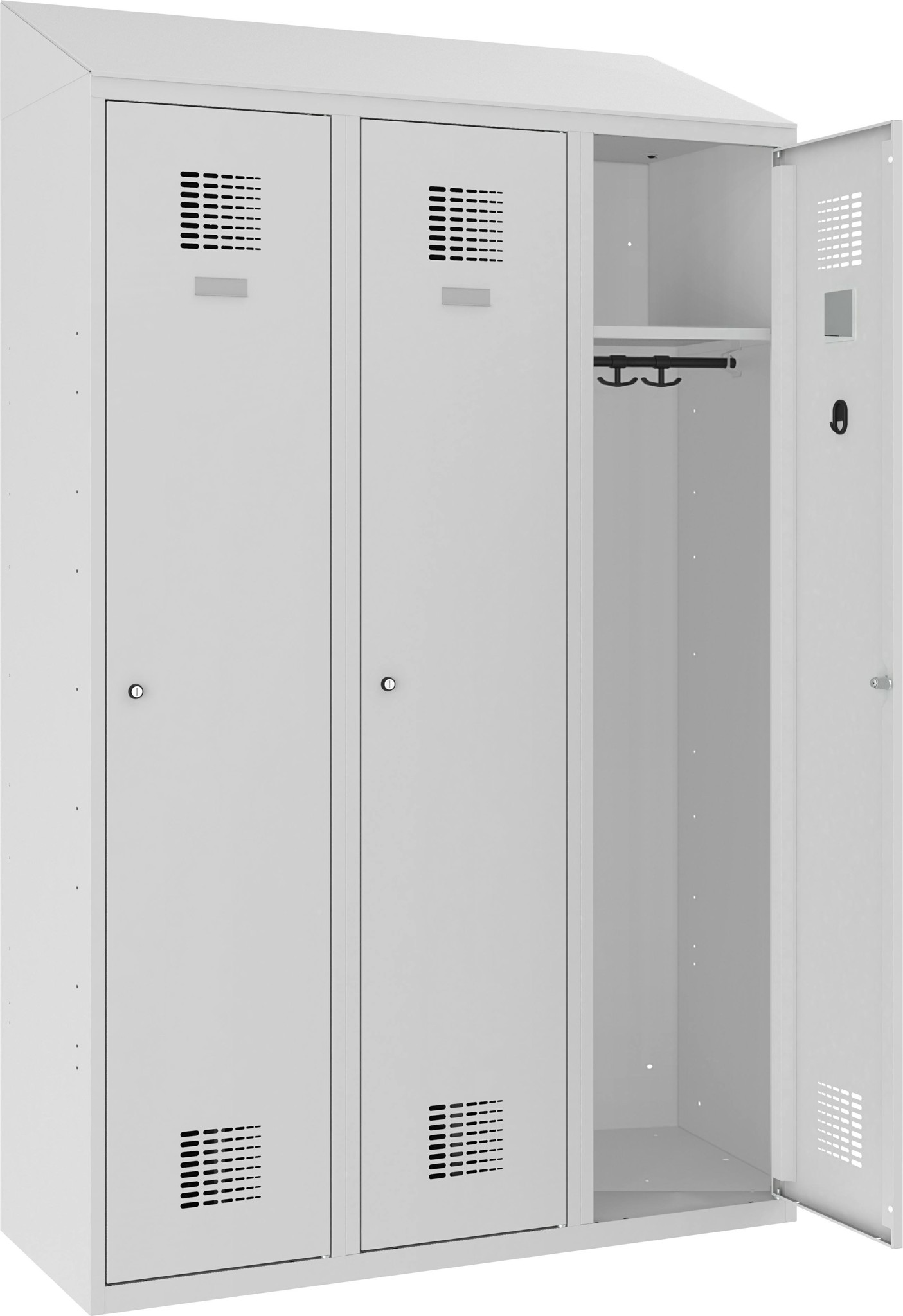 Garderobenschrank 3 Abteile mit Schrägdach, SUM 430 W, 1 pkt