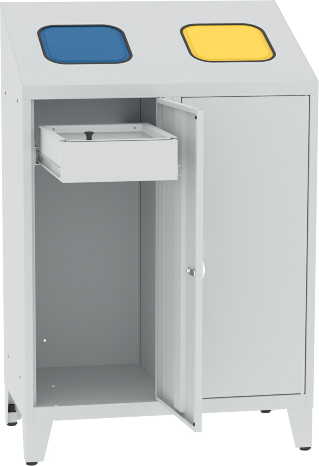 Abfallbehälter Modell MPO 02r, 1220x800x450 mm HxBxT, 2 Abteile