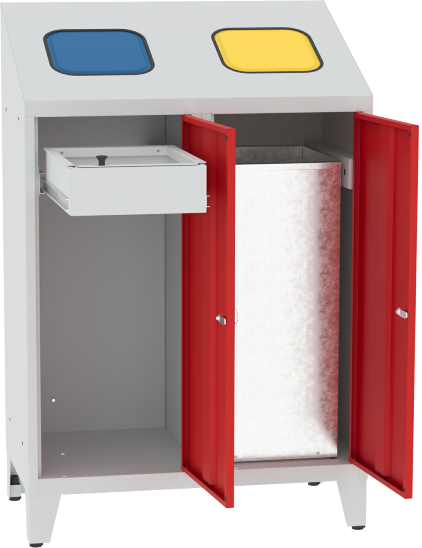 Abfallbehälter Modell MPO 02rk, 1220x800x450 mm HxBxT, 2 Abteile