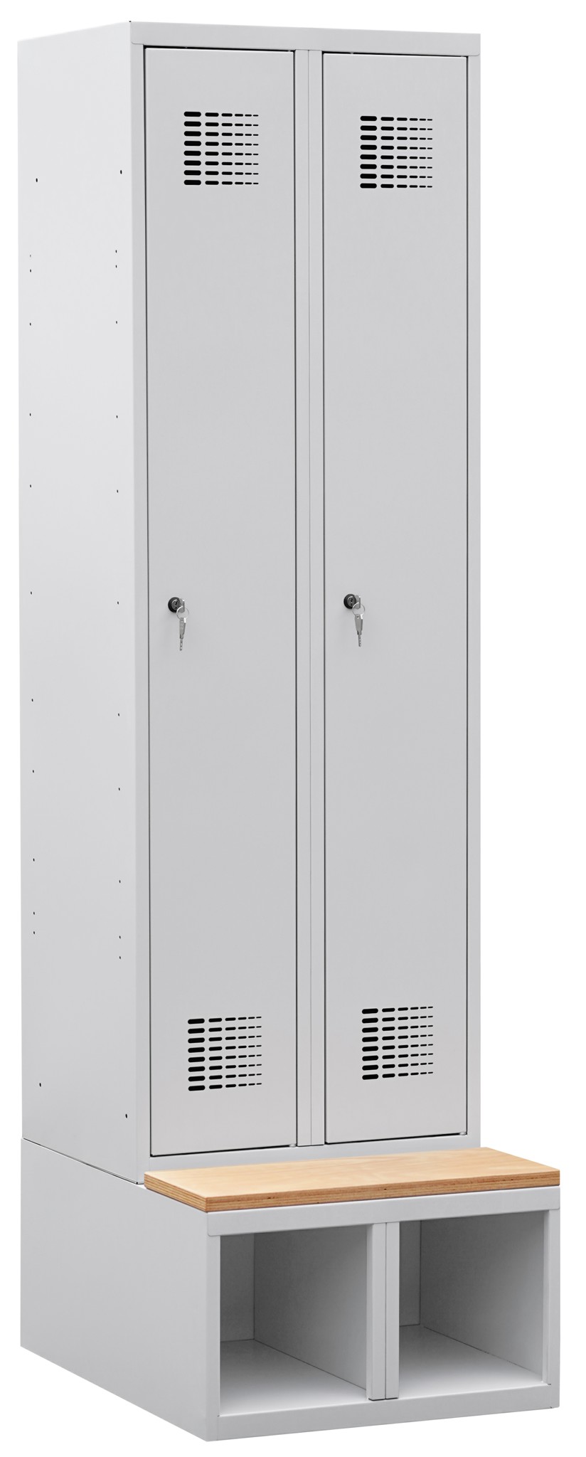 Garderobenschrank/Spinde mit Schufach und Sitzbank