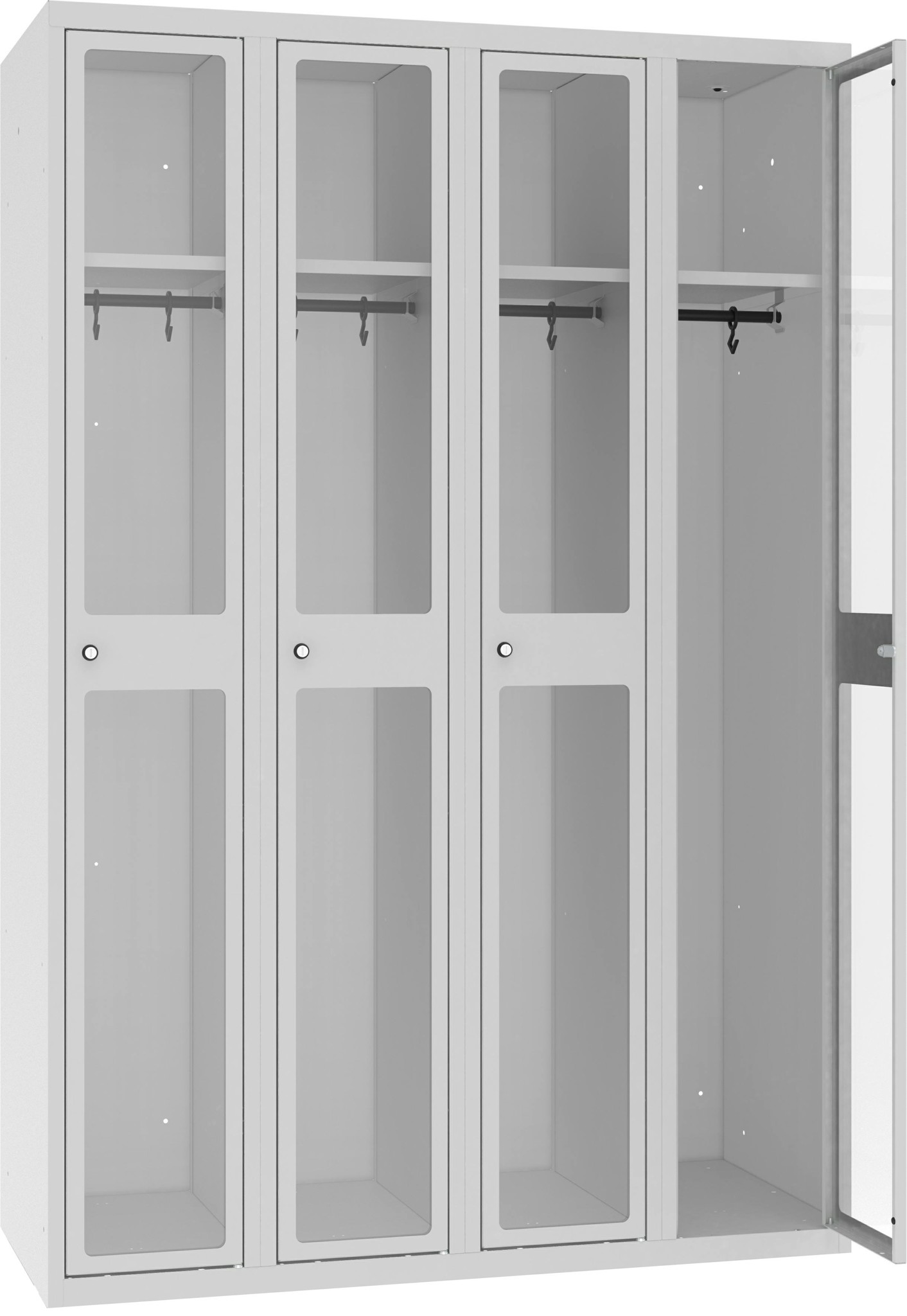 Garderobenschrank 4 Abteile mit je 300 mm Abteilbreite, MSUM 340 W, 1 pkt