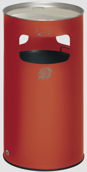 Abfallsammler-Ascher-Kombination H 75 K, Farbe RAL 3000 feuerrot
