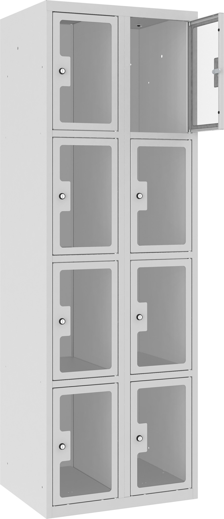 Schliessfachschrank Plexiglastüre MSus 324, 2 Abteil mit 4 Fächer übereinander, Total 8 Fächer