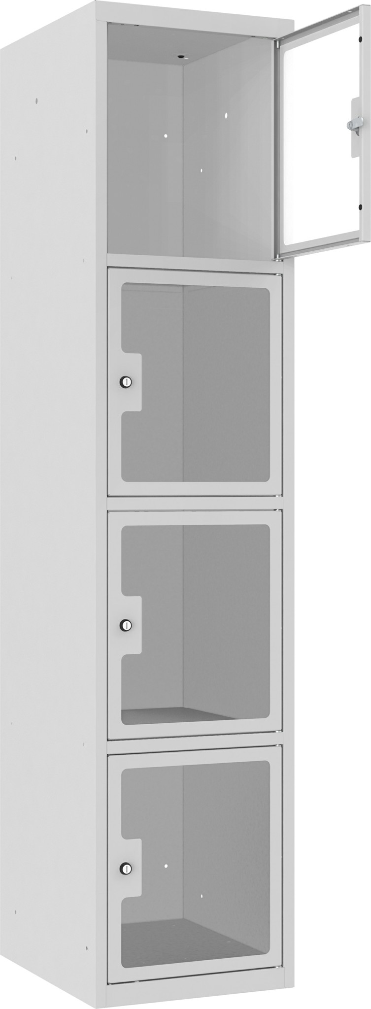 Schliessfachschrank Plexiglastüre MSus 414, 1 Abteil mit 4 Fächer übereinander, Total 4 Fächer