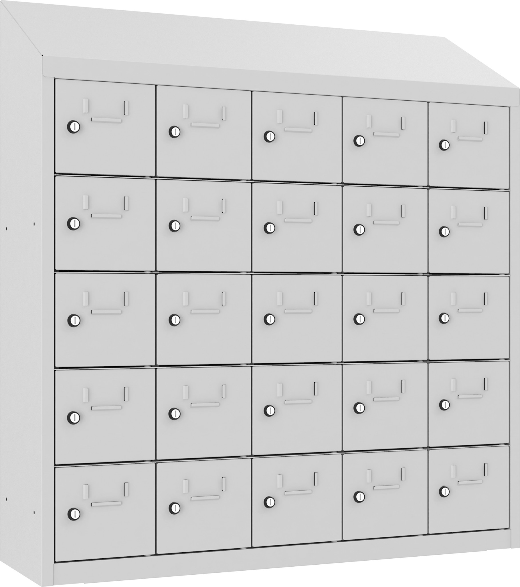 Wandschliessfachschrank mit Schrägdach SUS 255W, 1000 mm, 5 Abteil mit 5 Fächer übereinander, Total 25 Fächer