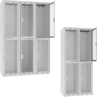 2 Fächer übereinander mit Plexiglastüren