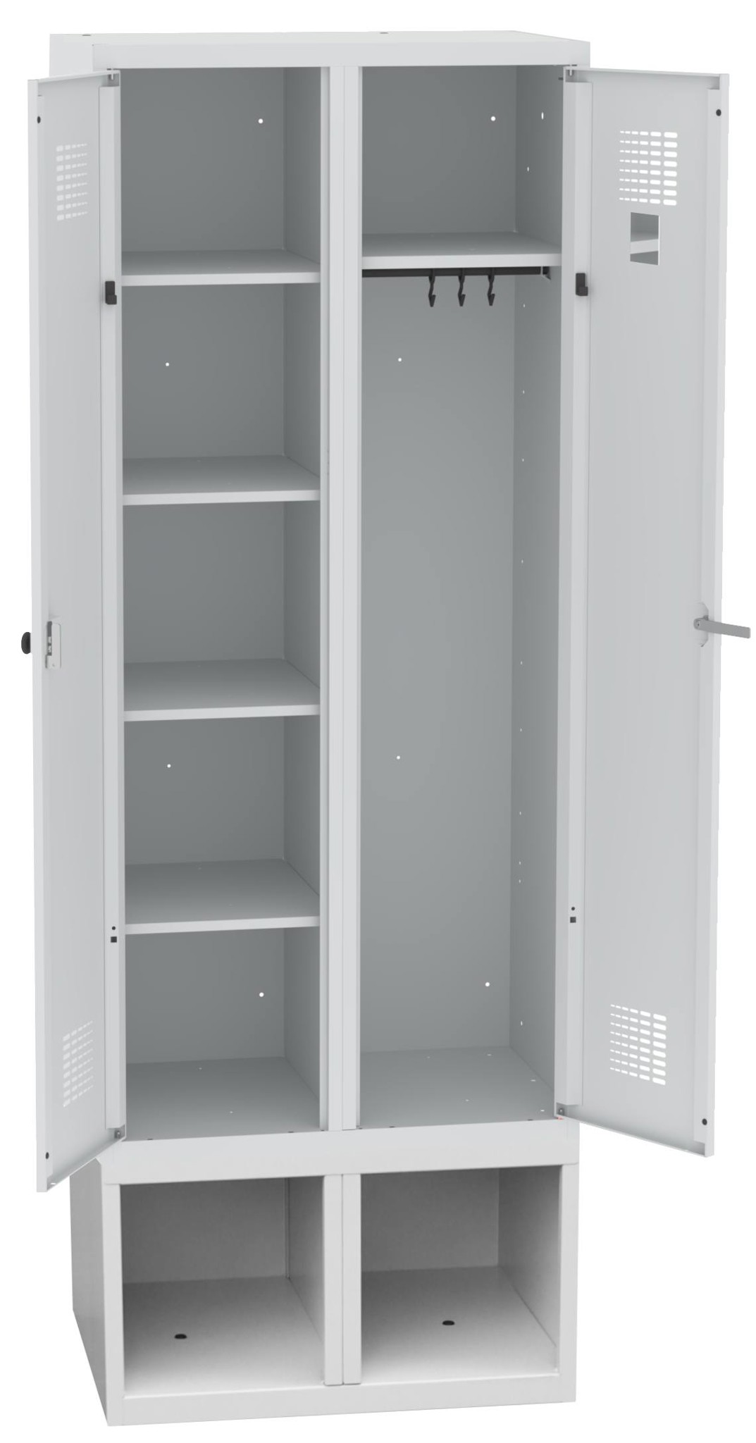 Kleider-/Wäscheschrank WZD 61 st, 1800x600x500 mm HxBxT auf untergebautem Schuhfach