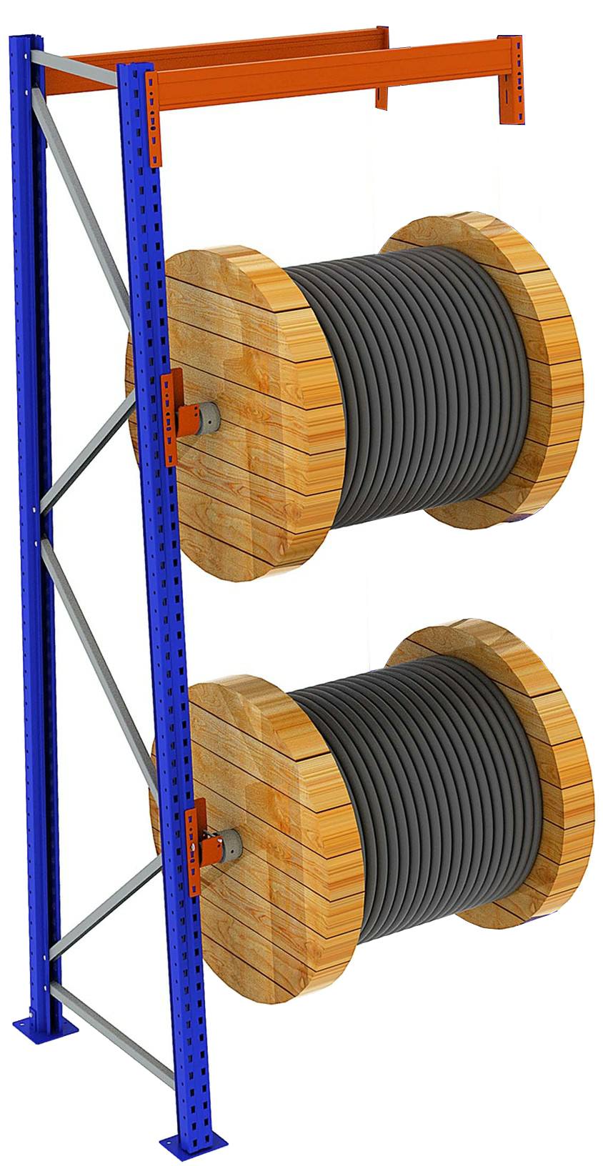 2000x870x900 mm HxBxT, Anbaufeld Kabeltrommelregal mit Schrägroll-System