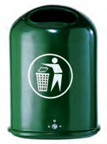 Wand-Abfallbehälter mit Bodenentleerung, Inhalt 45 Liter, verzinkt + pulverbeschichtet, zur Wandbefestigung