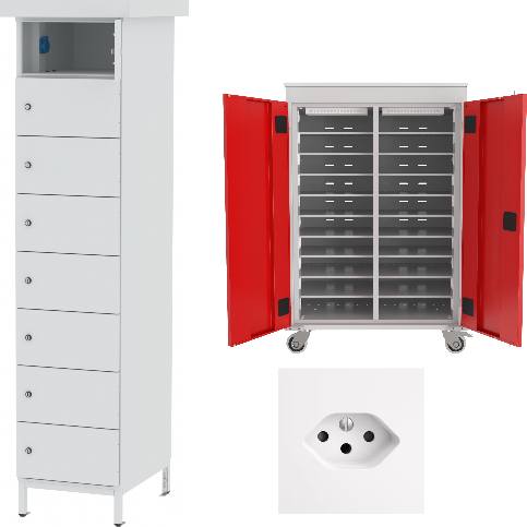 Metallschränke mit Steckdosen