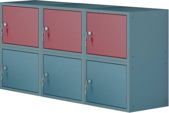 6 Schliessfachwürfel 3 x horiz., 2 x vert., 700x1200x450 mm HxBxT