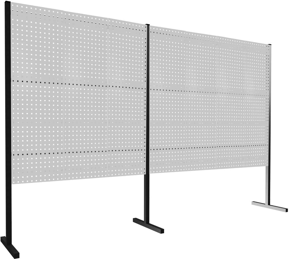 Trennwand mit Lochplatten, Doppelfeld gerade, Länge 3500 mm