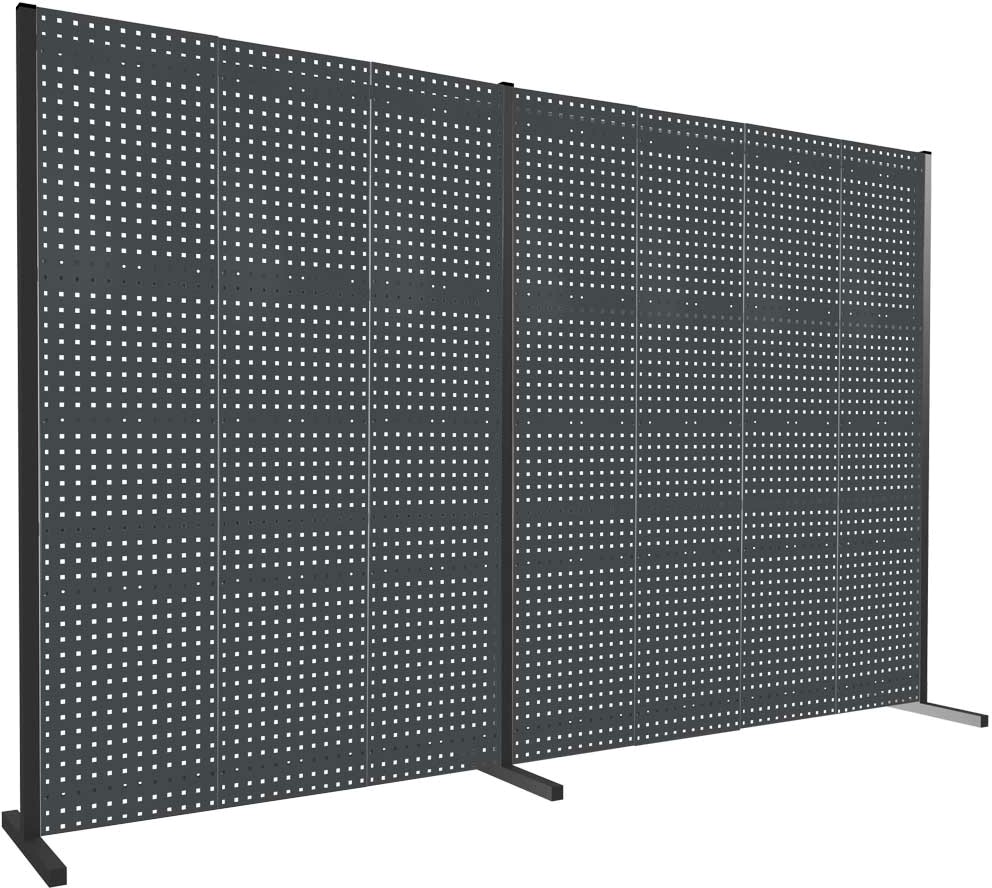 Trennwand mit Lochplatten, Doppelfeld gerade, Länge 3500 mm