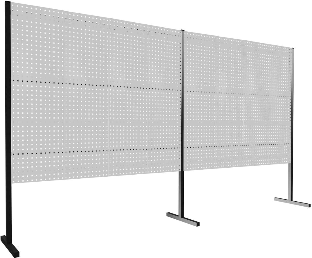 Trennwand mit Lochplatten, Doppelfeld gerade, Länge 4000 mm