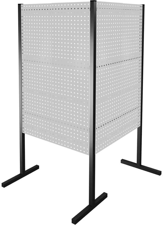 Trennwand mit Lochplatten, Doppelfeld 90° Winkel, Länge 1000 / 1000 mm