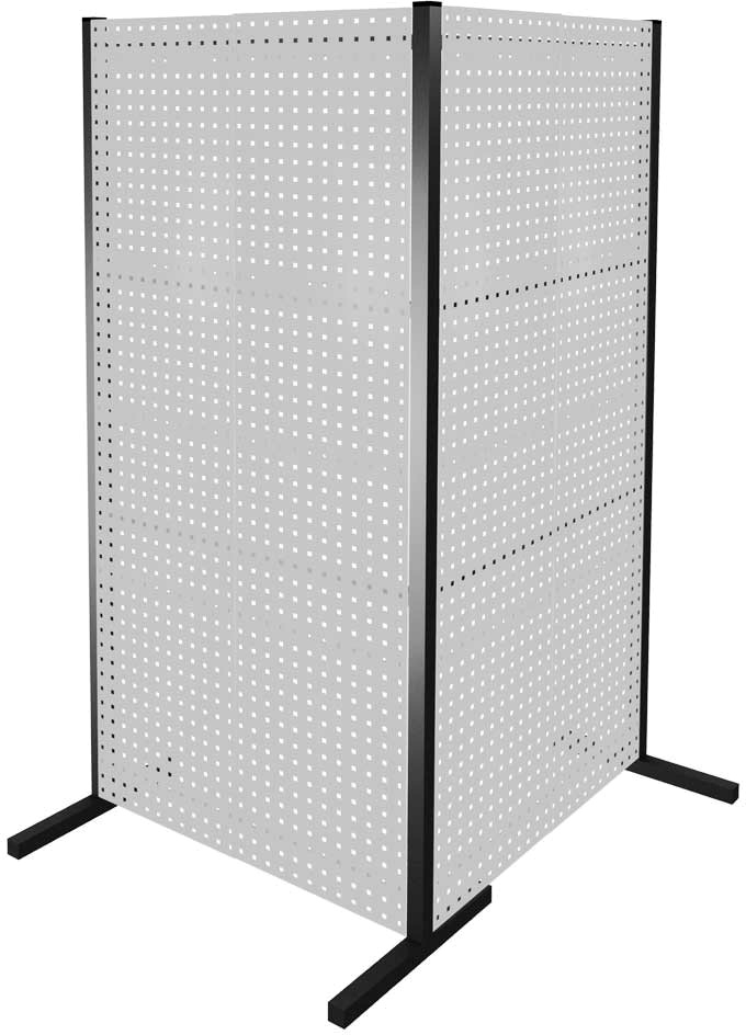 Trennwand mit Lochplatten, Doppelfeld 90° Winkel, Länge 1000 / 1000 mm