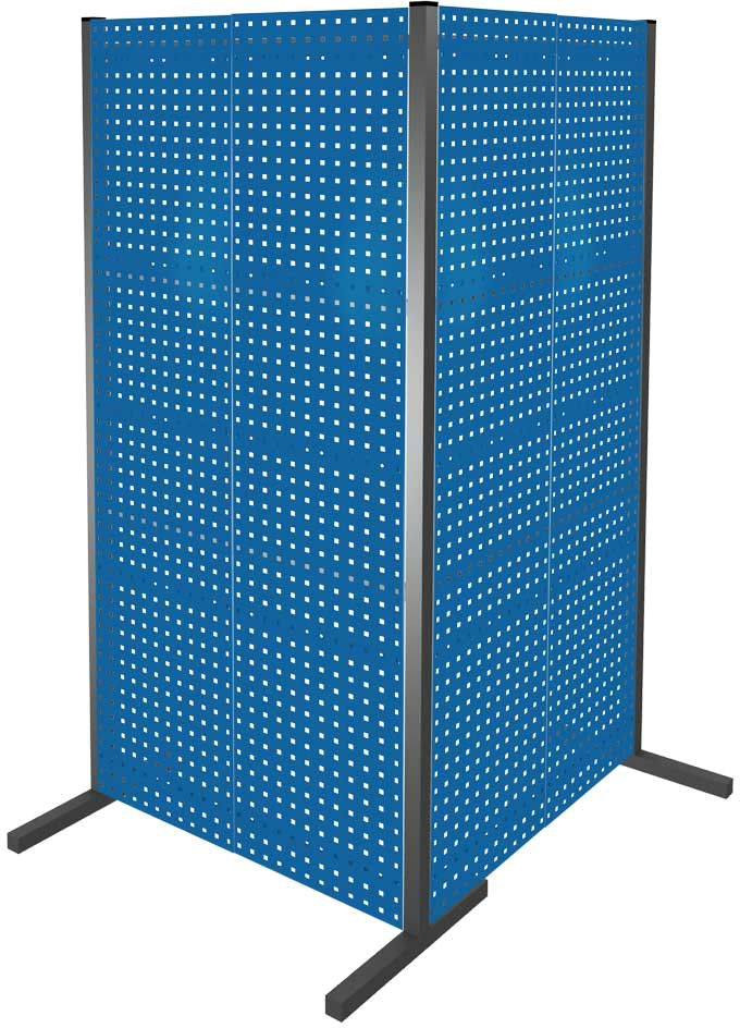 Trennwand mit Lochplatten, Doppelfeld 90° Winkel, Länge 1000 / 1000 mm