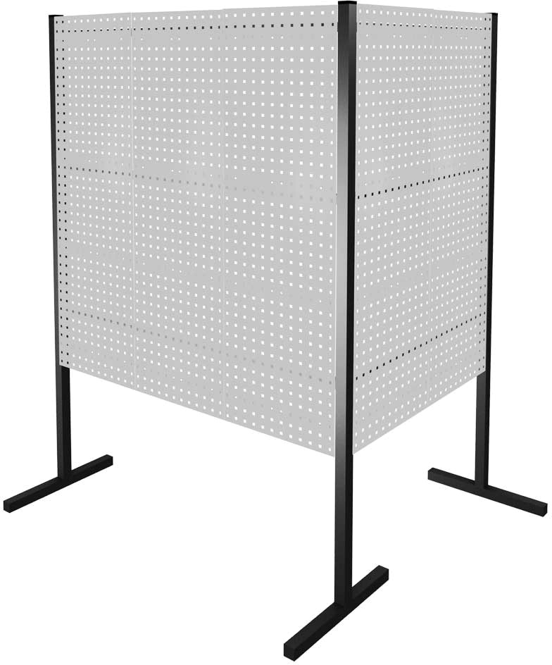 Trennwand mit Lochplatten, Doppelfeld 90° Winkel, Länge 1000 / 1500 mm