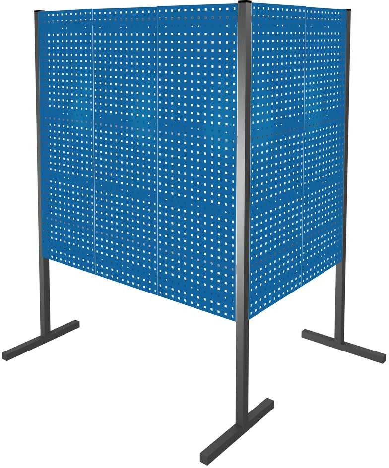 Trennwand mit Lochplatten, Doppelfeld 90° Winkel, Länge 1000 / 1500 mm