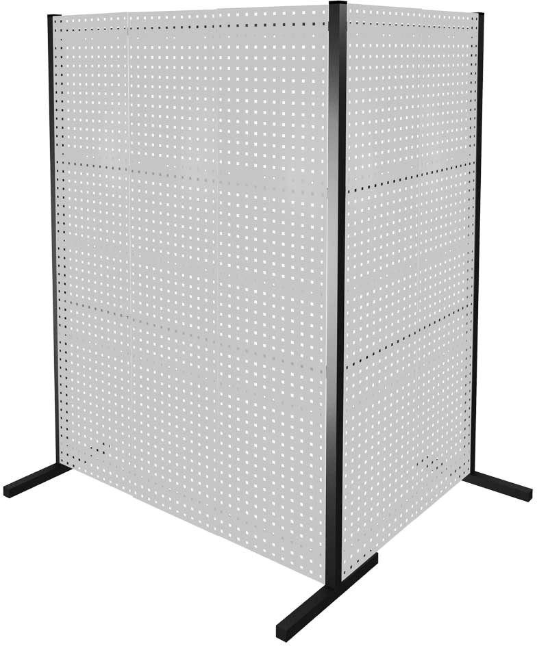 Trennwand mit Lochplatten, Doppelfeld 90° Winkel, Länge 1000 / 1500 mm