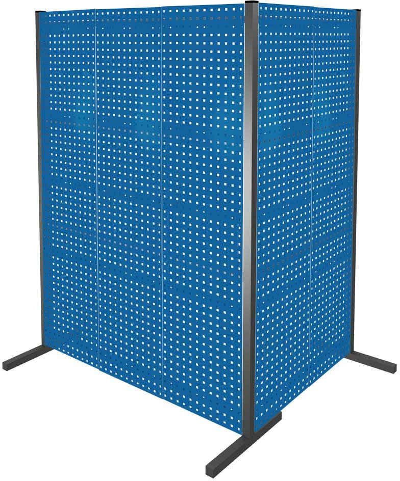 Trennwand mit Lochplatten, Doppelfeld 90° Winkel, Länge 1000 / 1500 mm
