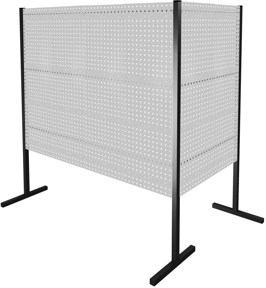 Trennwand mit Lochplatten, Doppelfeld 90° Winkel, Länge 1000 / 2000 mm