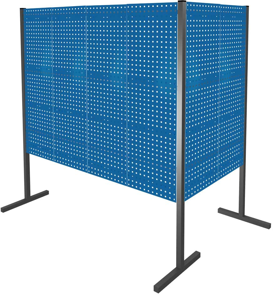 Trennwand mit Lochplatten, Doppelfeld 90° Winkel, Länge 1000 / 2000 mm
