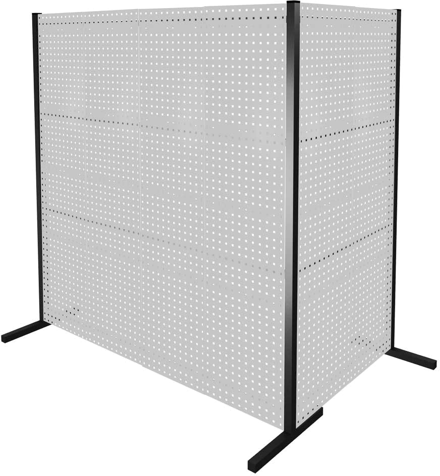 Trennwand mit Lochplatten, Doppelfeld 90° Winkel, Länge 1000 / 2000 mm