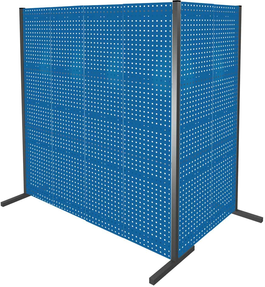 Trennwand mit Lochplatten, Doppelfeld 90° Winkel, Länge 1000 / 2000 mm