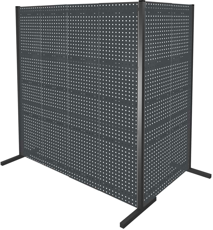 Trennwand mit Lochplatten, Doppelfeld 90° Winkel, Länge 1000 / 2000 mm