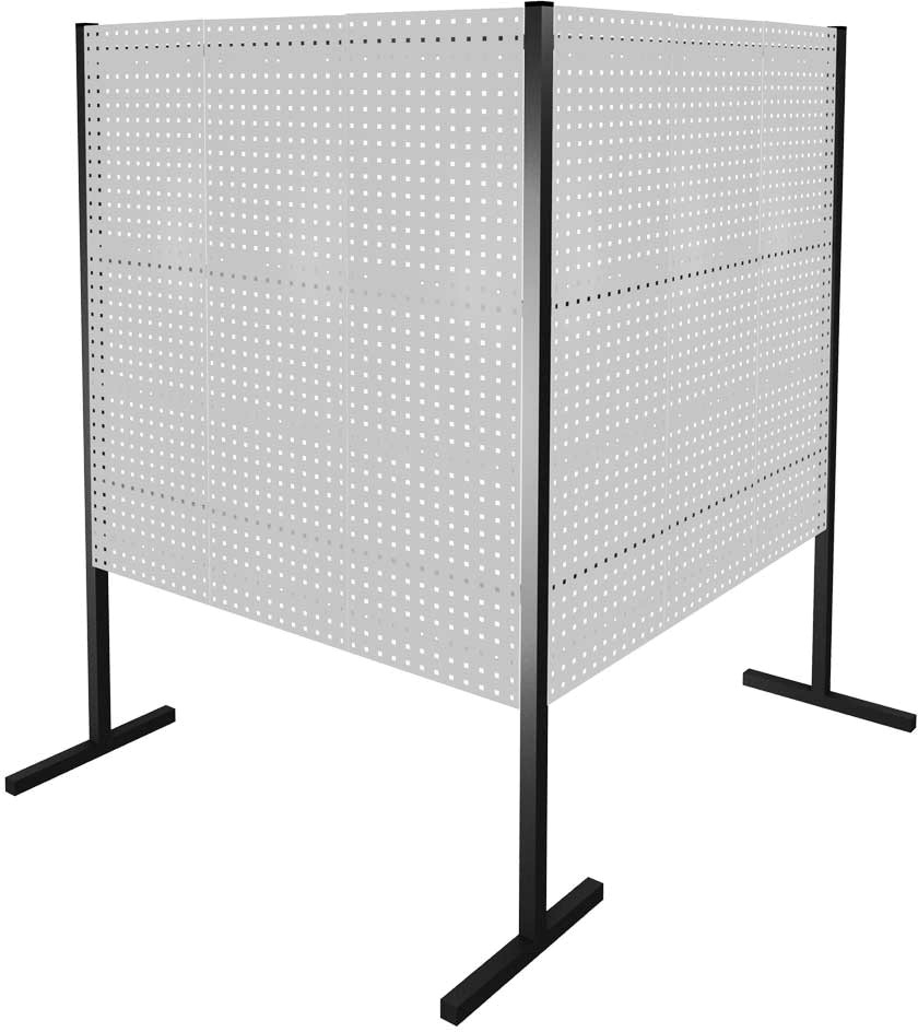Trennwand mit Lochplatten, Doppelfeld 90° Winkel, Länge 1500 / 1500 mm