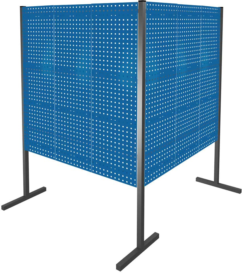 Trennwand mit Lochplatten, Doppelfeld 90° Winkel, Länge 1500 / 1500 mm