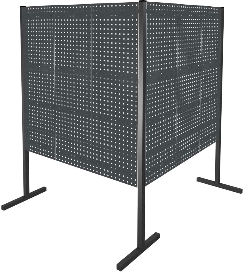 Trennwand mit Lochplatten, Doppelfeld 90° Winkel, Länge 1500 / 1500 mm