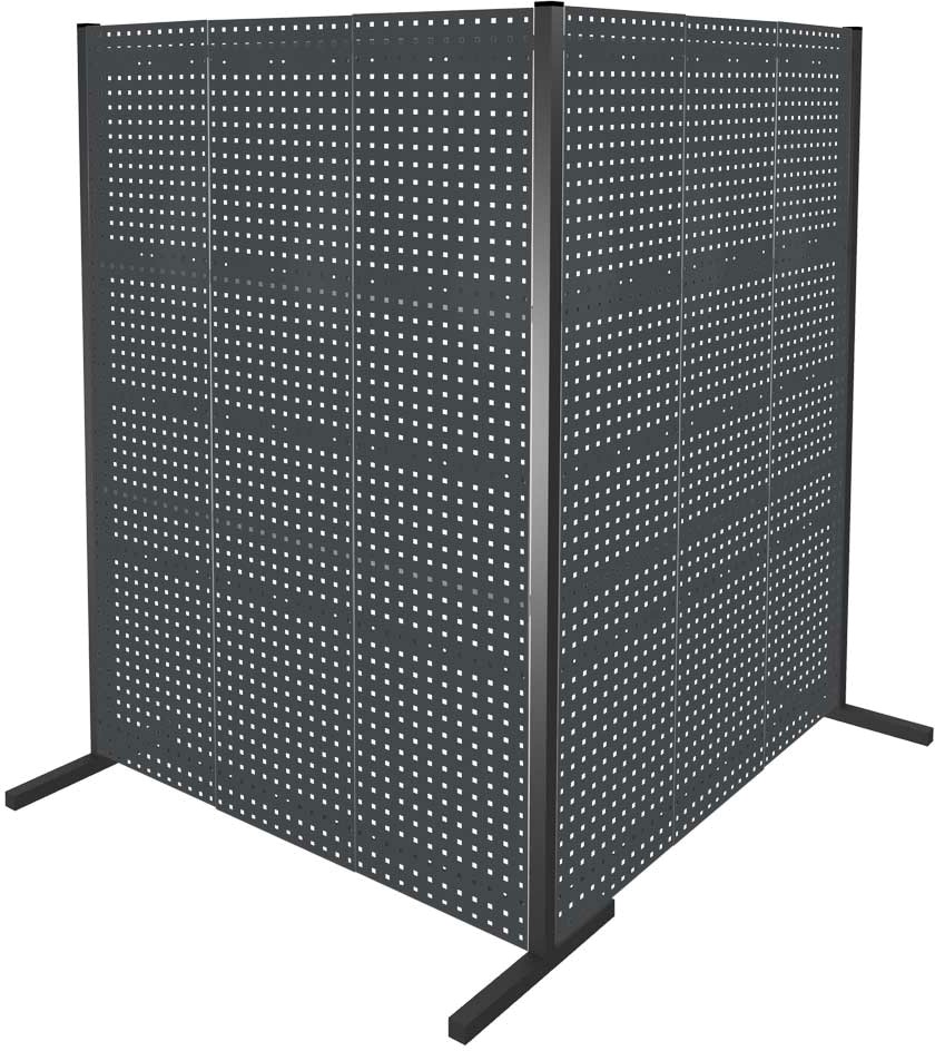 Trennwand mit Lochplatten, Doppelfeld 90° Winkel, Länge 1500 / 1500 mm