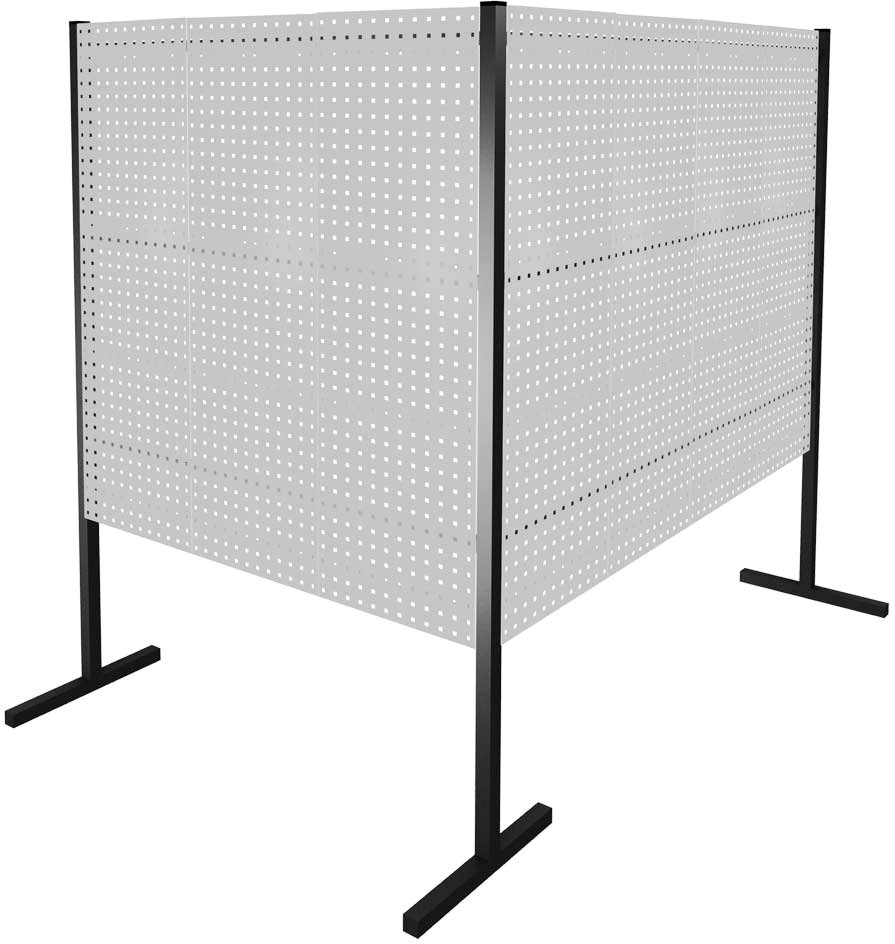 Trennwand mit Lochplatten, Doppelfeld 90° Winkel, Länge 1500 / 2000 mm