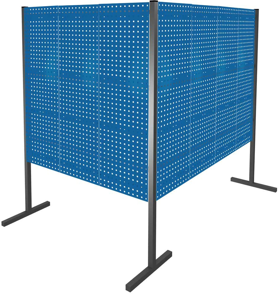 Trennwand mit Lochplatten, Doppelfeld 90° Winkel, Länge 1500 / 2000 mm