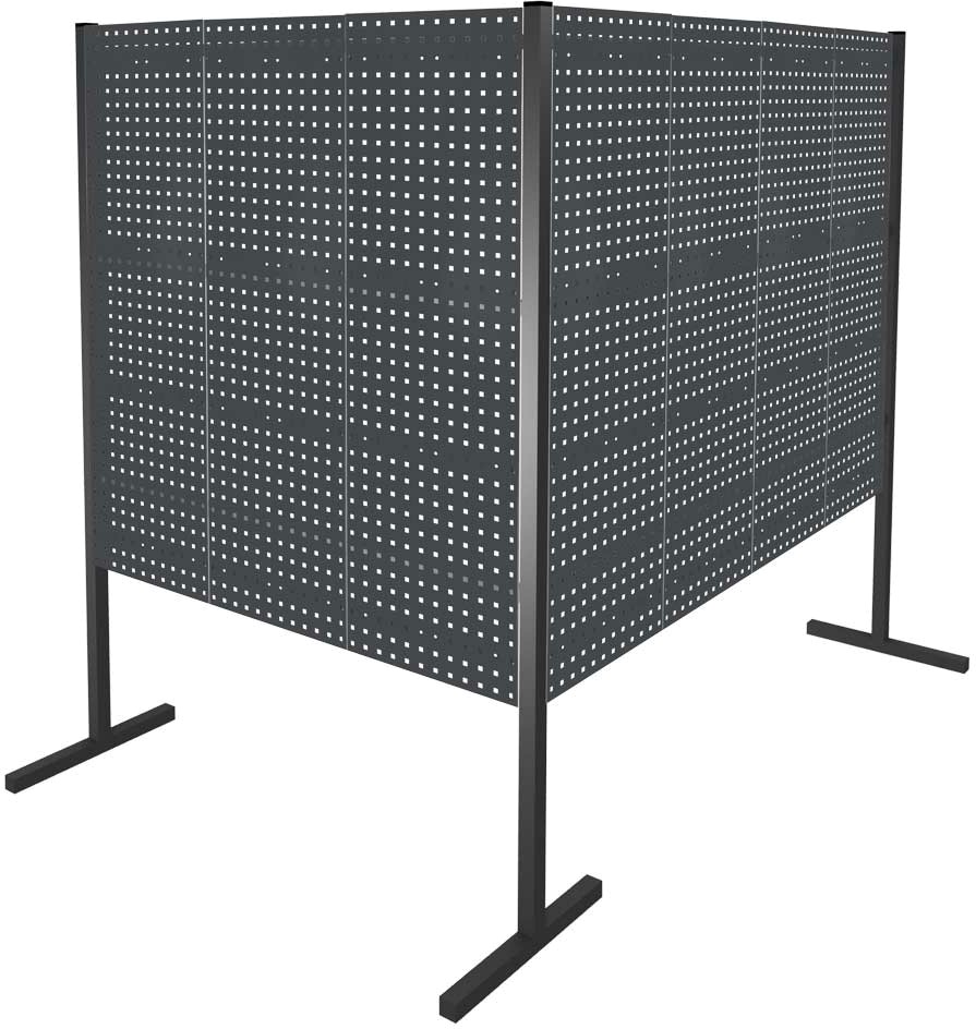 Trennwand mit Lochplatten, Doppelfeld 90° Winkel, Länge 1500 / 2000 mm