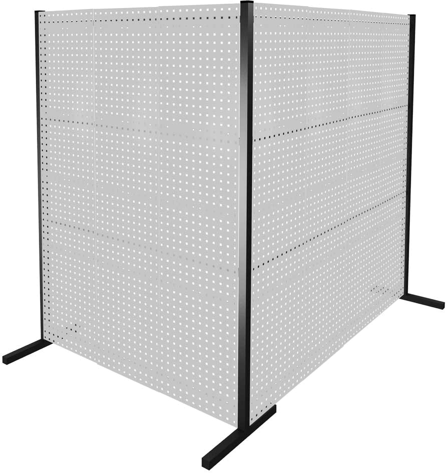 Trennwand mit Lochplatten, Doppelfeld 90° Winkel, Länge 1500 / 2000 mm