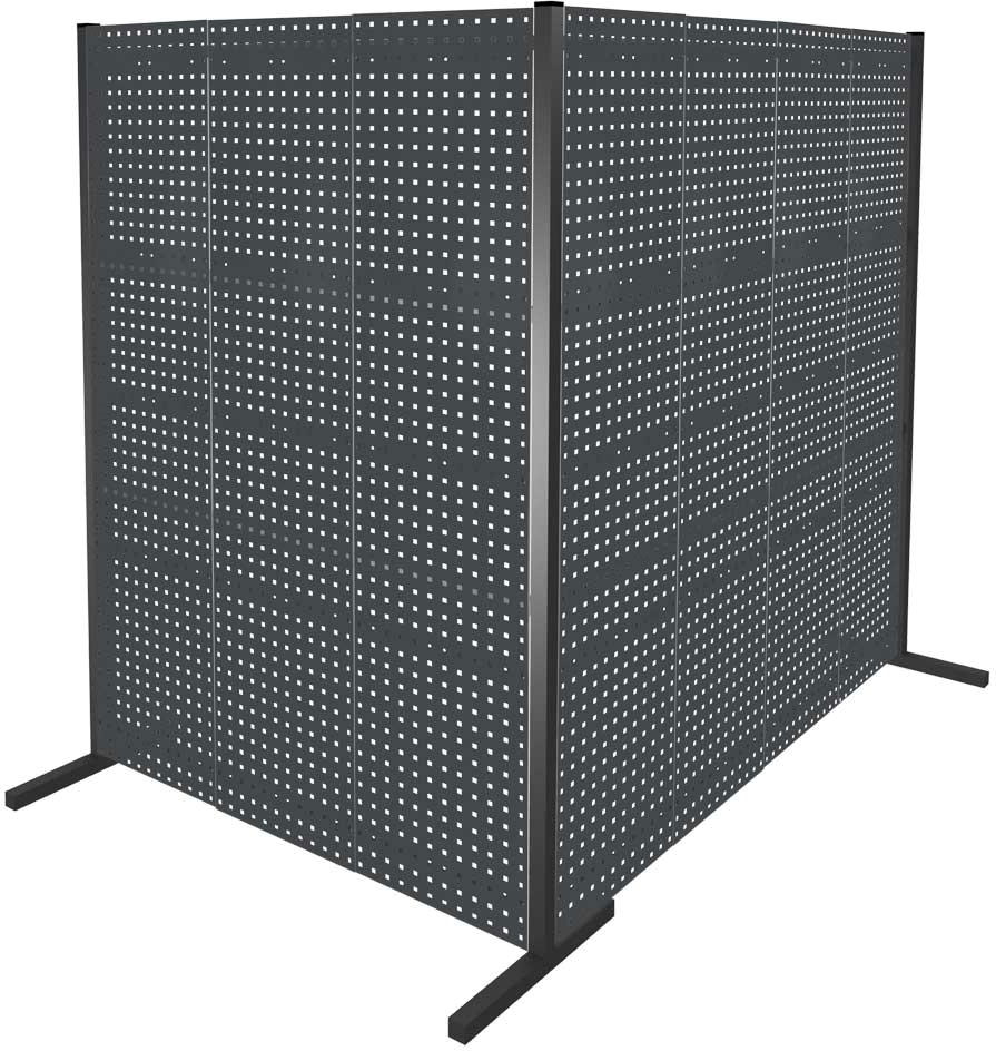 Trennwand mit Lochplatten, Doppelfeld 90° Winkel, Länge 1500 / 2000 mm