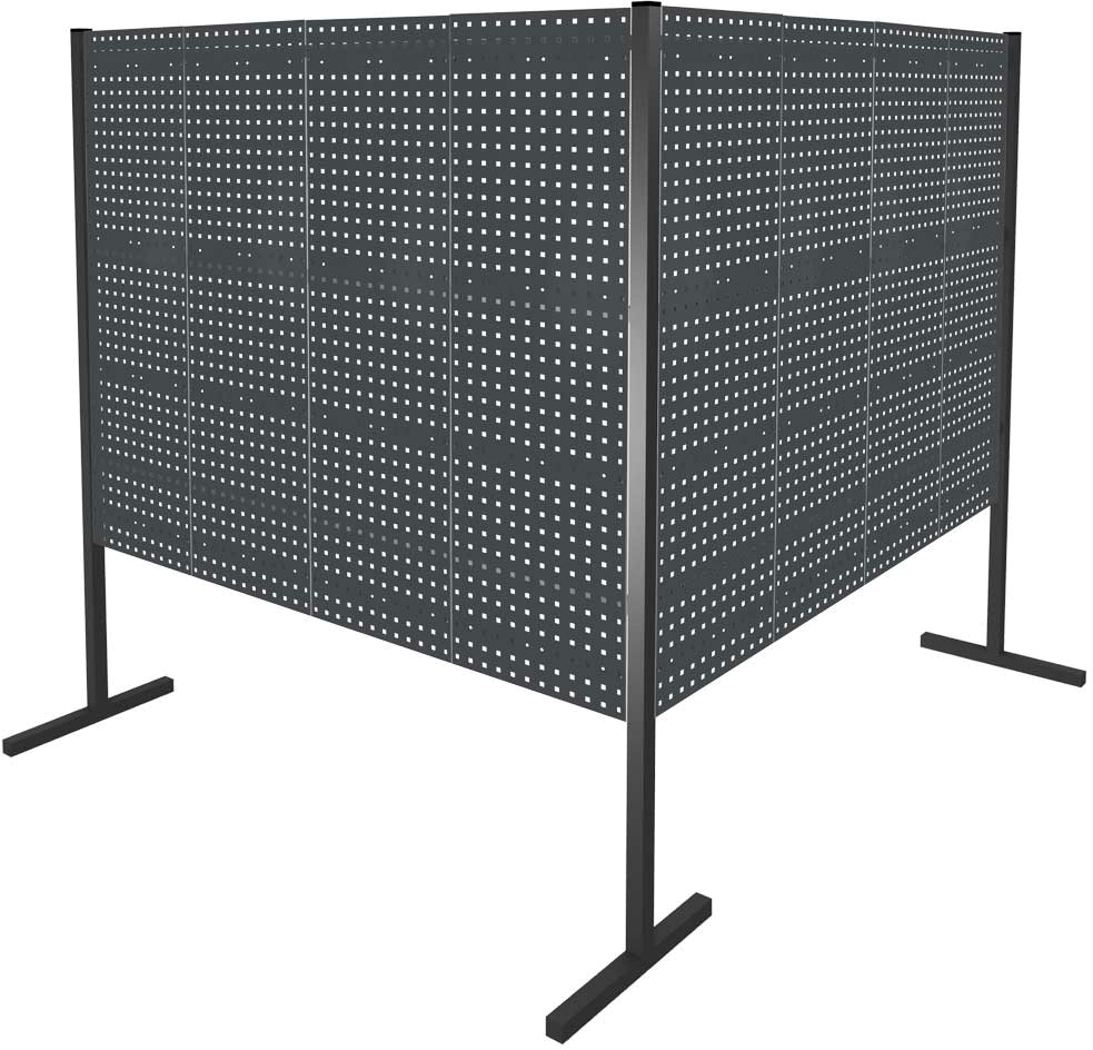 Trennwand mit Lochplatten, Doppelfeld 90° Winkel, Länge 2000 / 2000 mm