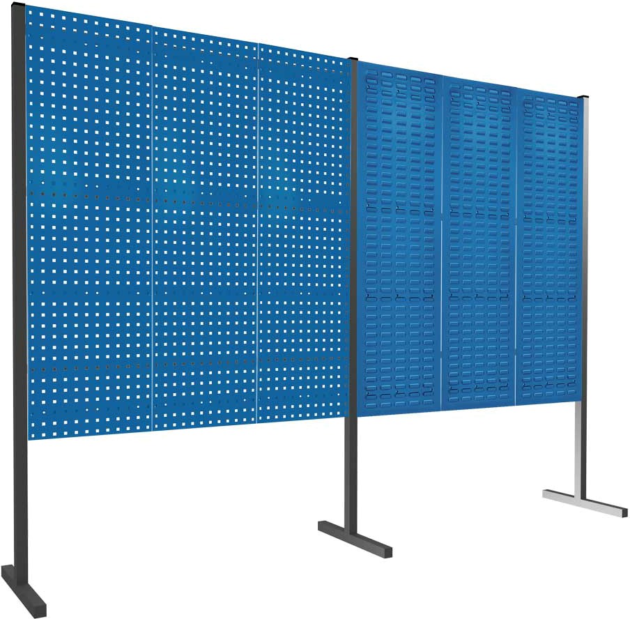 Werkzeugwand mit Loch- /Schlitzplatten, Doppelfeld gerade, Länge 1500 / 1500 mm