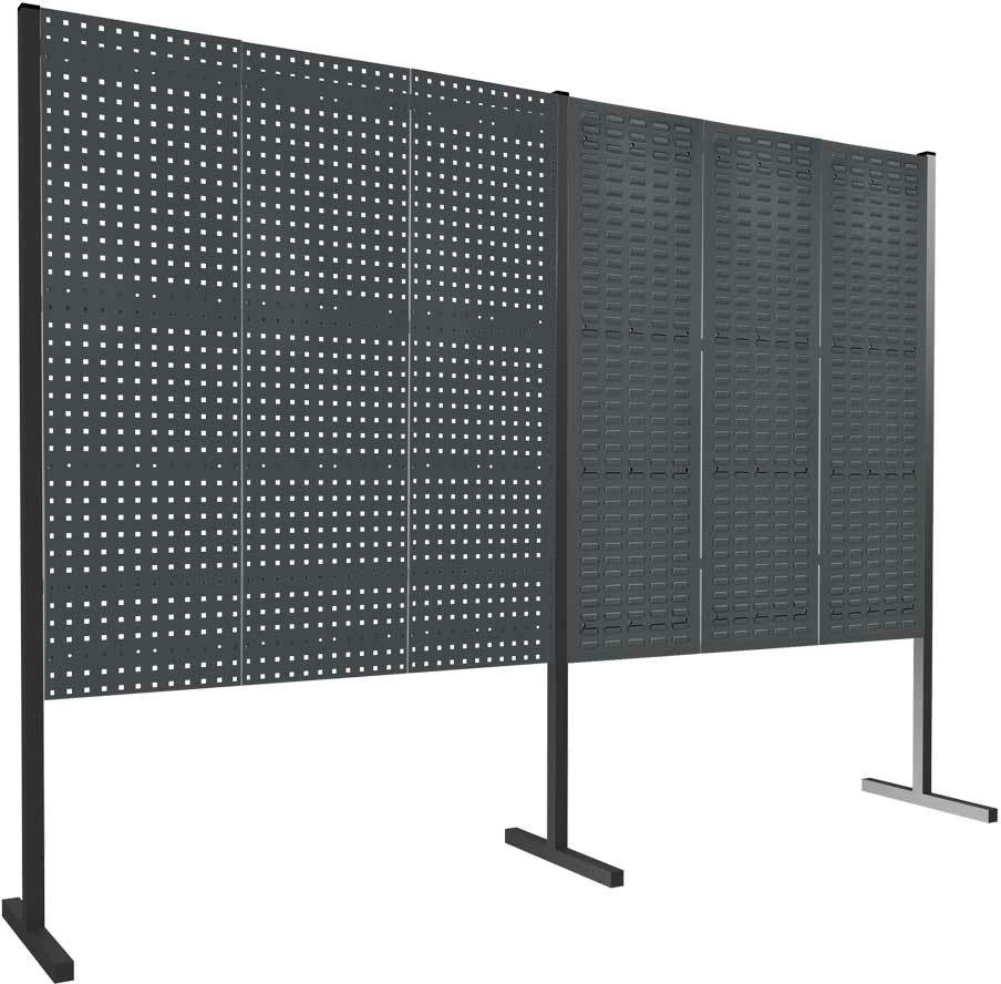 Werkzeugwand mit Loch- /Schlitzplatten, Doppelfeld gerade, Länge 1500 / 1500 mm