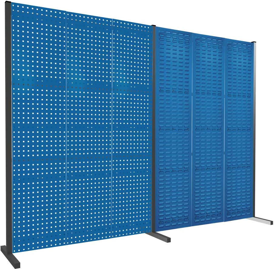 Werkzeugwand mit Loch- /Schlitzplatten, Doppelfeld gerade, Länge 1500 / 1500 mm