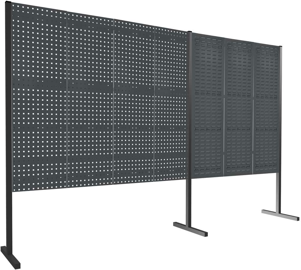 Werkzeugwand mit Loch- /Schlitzplatten, Doppelfeld gerade, Länge 1500 / 2000 mm