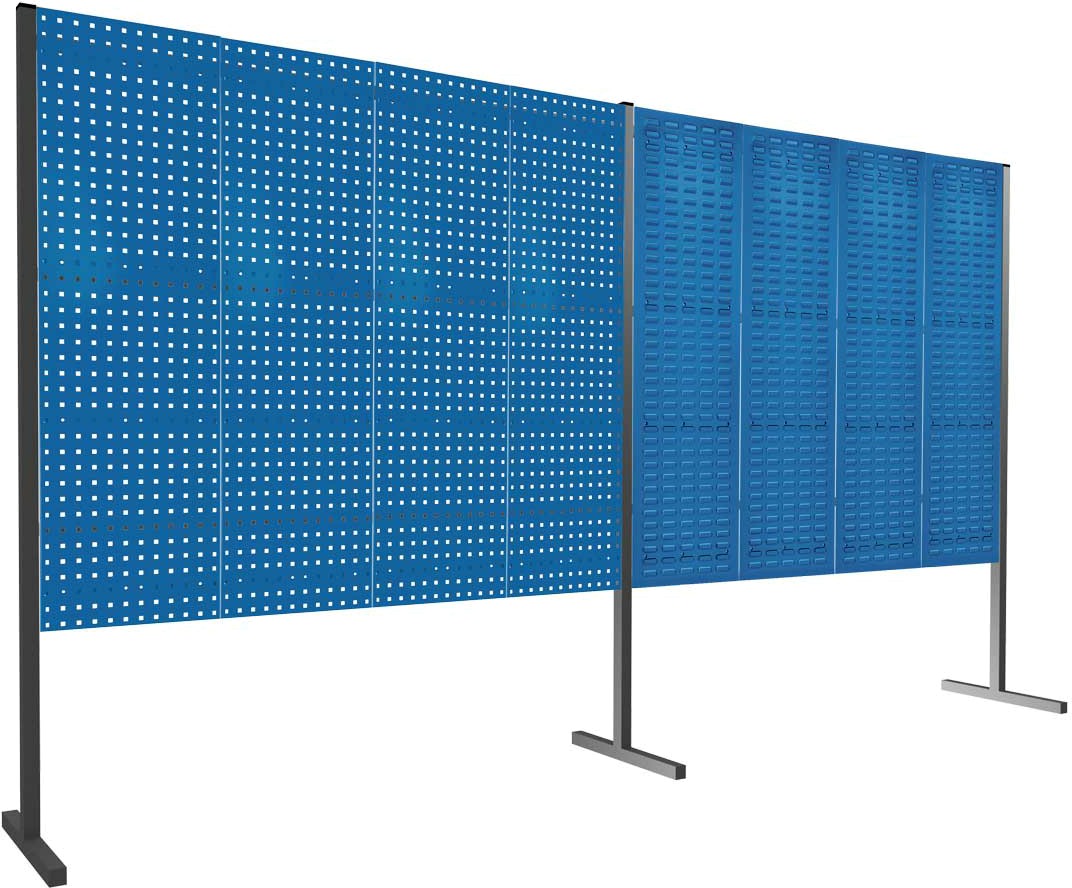 Werkzeugwand mit Loch- /Schlitzplatten, Doppelfeld gerade, Länge 2000 / 2000 mm
