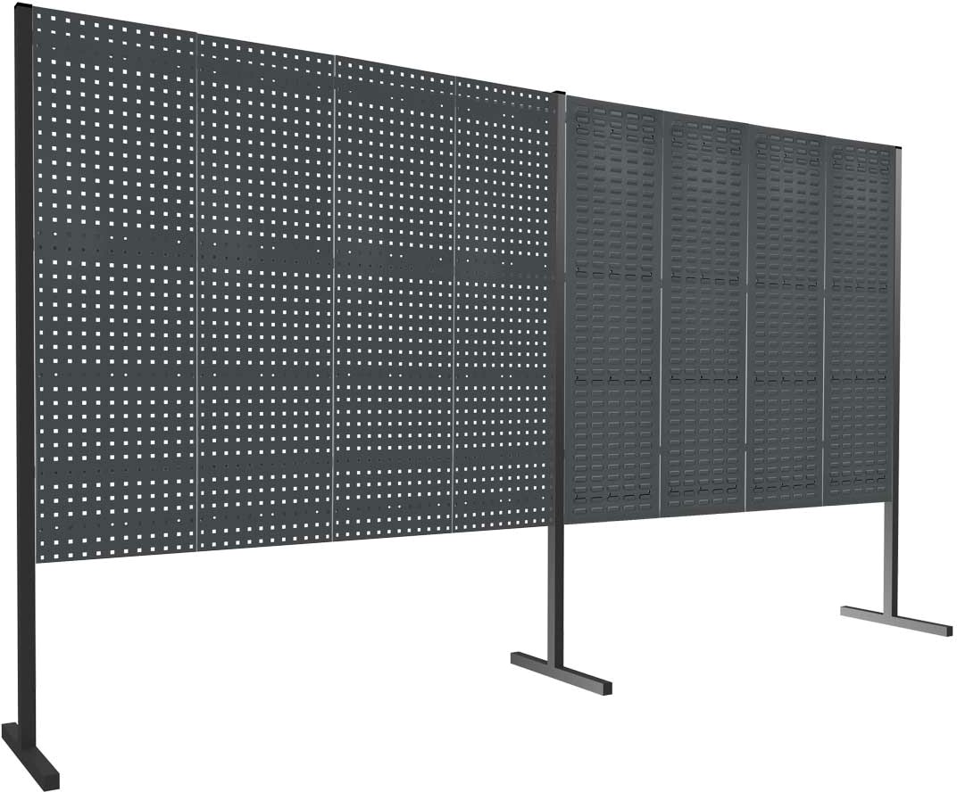 Werkzeugwand mit Loch- /Schlitzplatten, Doppelfeld gerade, Länge 2000 / 2000 mm