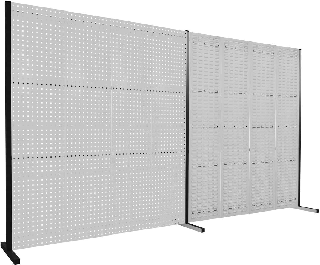 Werkzeugwand mit Loch- /Schlitzplatten, Doppelfeld gerade, Länge 2000 / 2000 mm