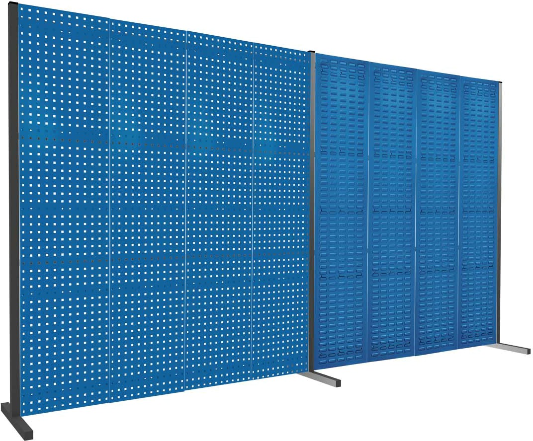 Werkzeugwand mit Loch- /Schlitzplatten, Doppelfeld gerade, Länge 2000 / 2000 mm