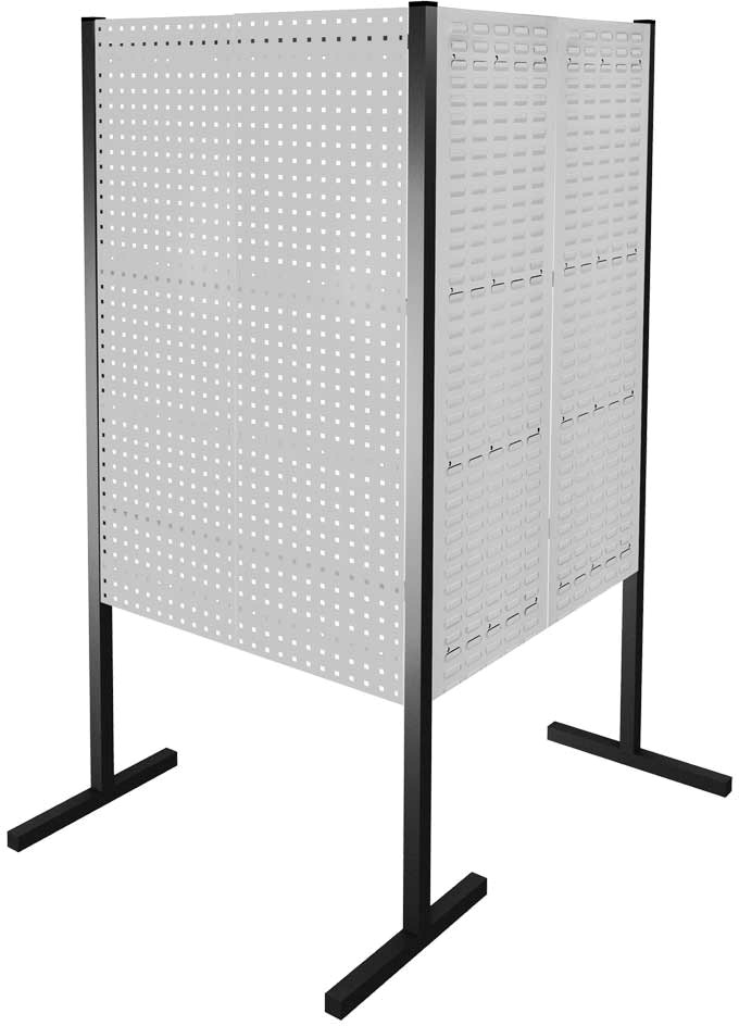 Werkzeugwand mit Loch- /Schlitzplatten, Doppelfeld 90° Winkel, Länge 1000 / 1000 mm